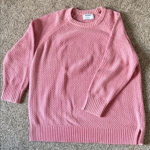 Old Navy Textured Pink Crew Neck Sweater